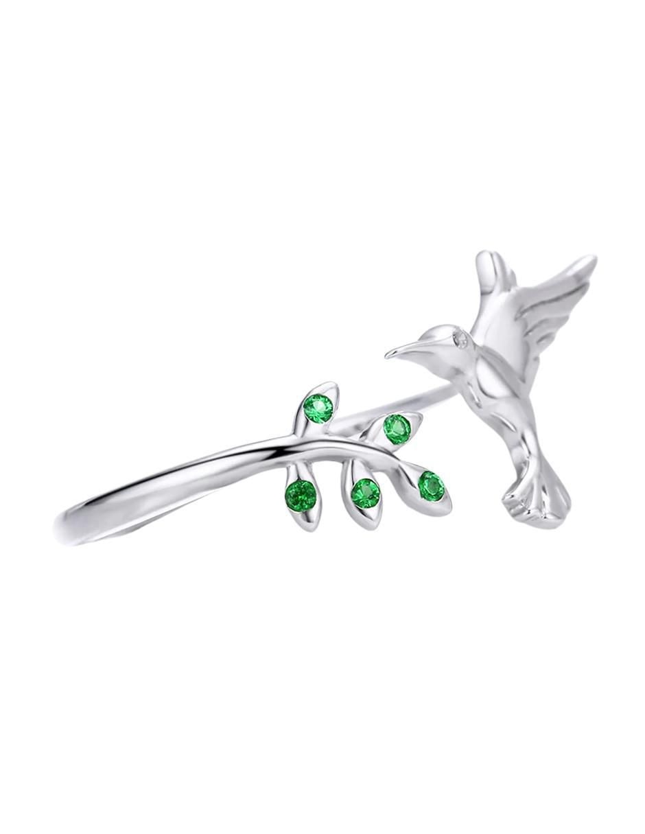 Anillo de colibrí Nature de plata circonita brillante