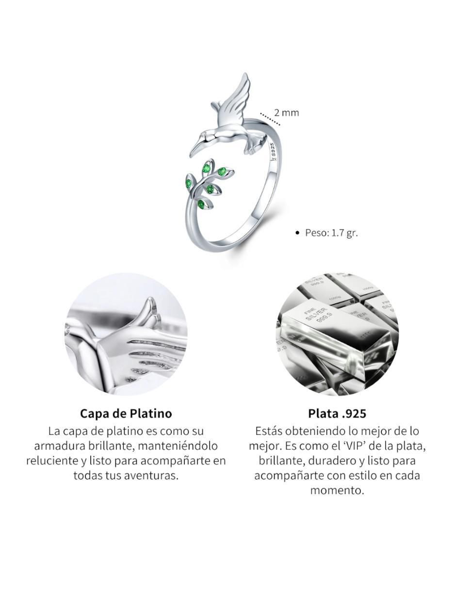 Anillo de colibrí Nature de plata circonita brillante