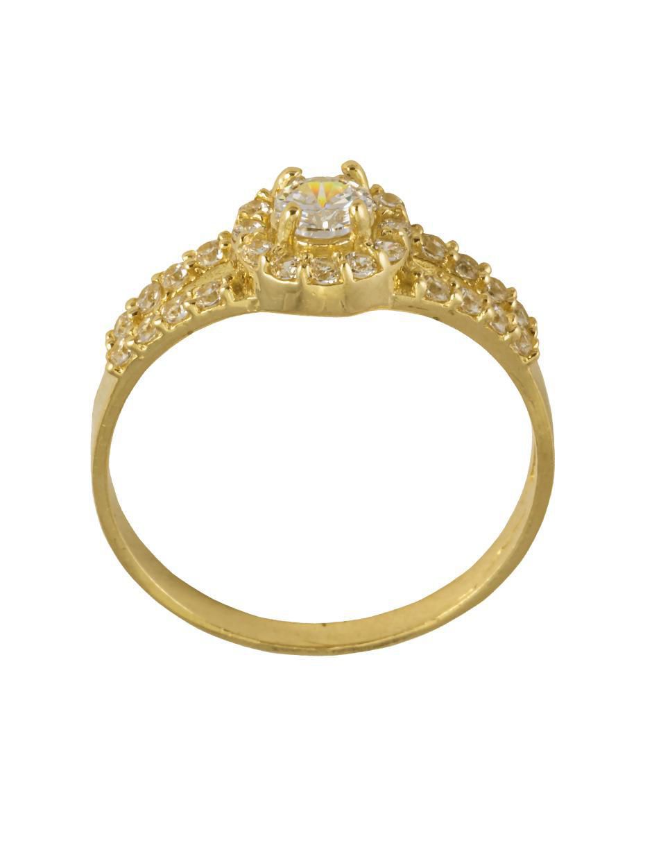 Anillo redondo 10 k de oro zirconia brillante