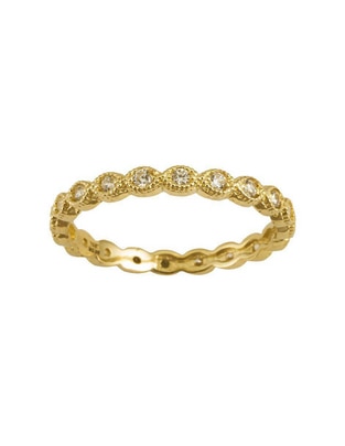 Anillo redondo 10 k de oro zirconia brillante