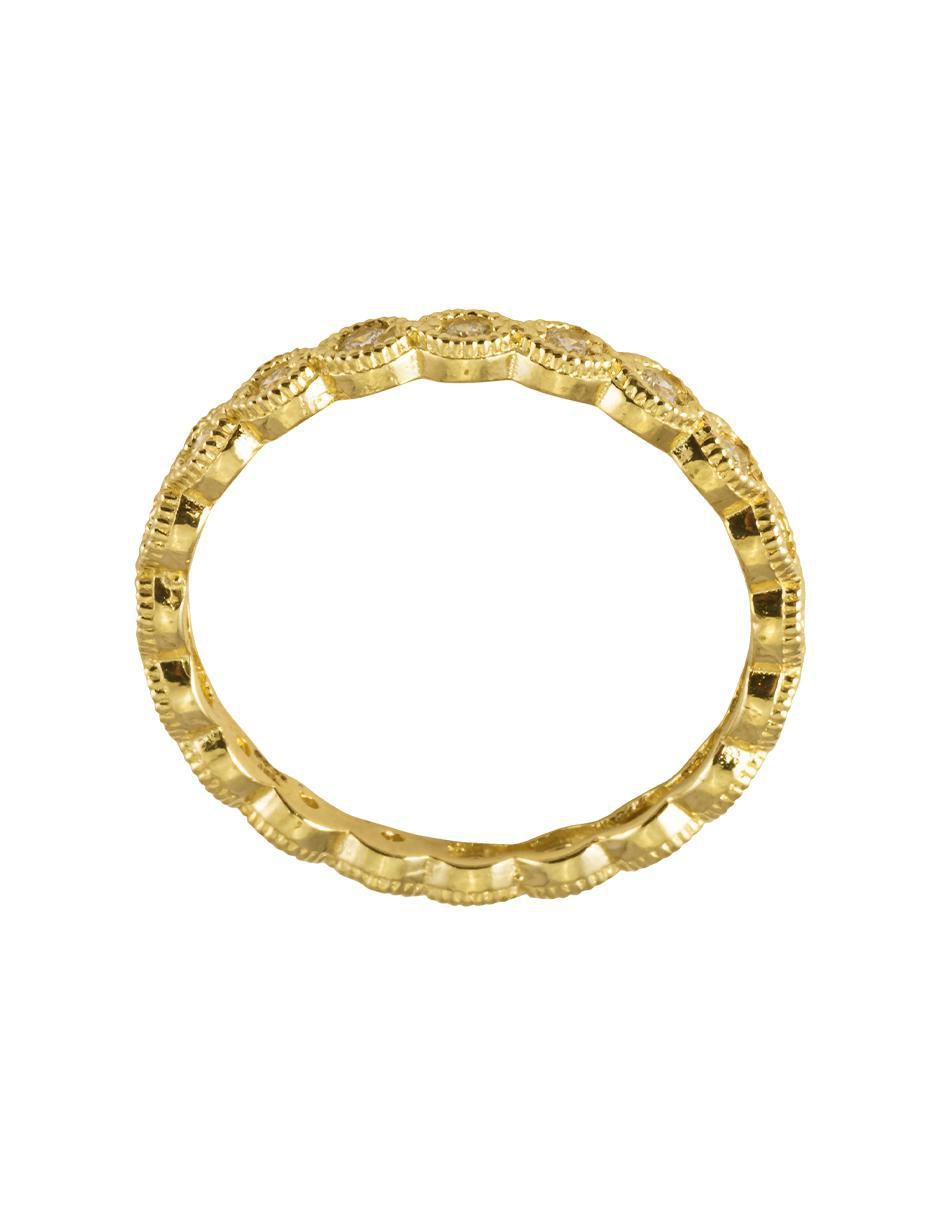 Anillo redondo 10 k de oro zirconia brillante