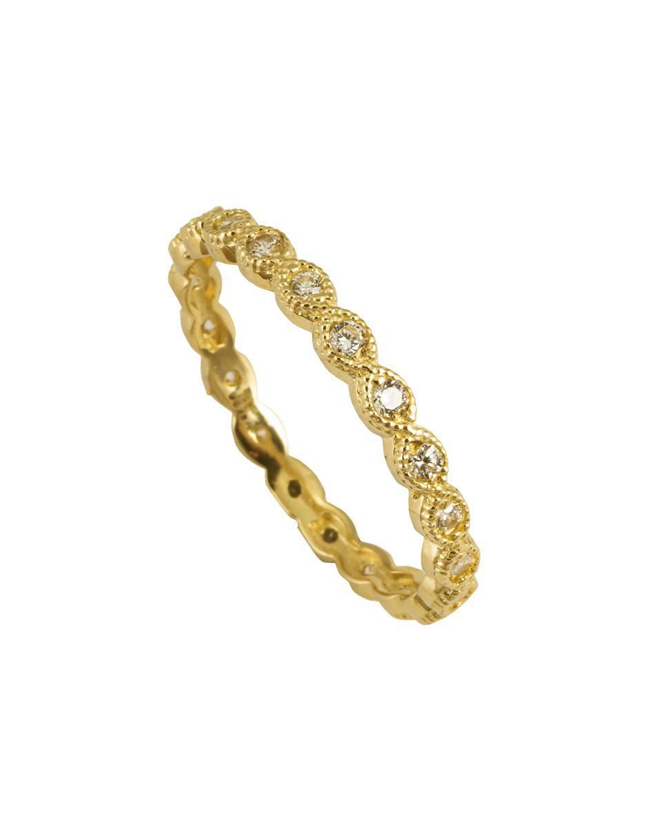 Anillo redondo 10 k de oro zirconia brillante