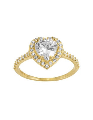 Anillo redondo 10 k de oro zirconia brillante