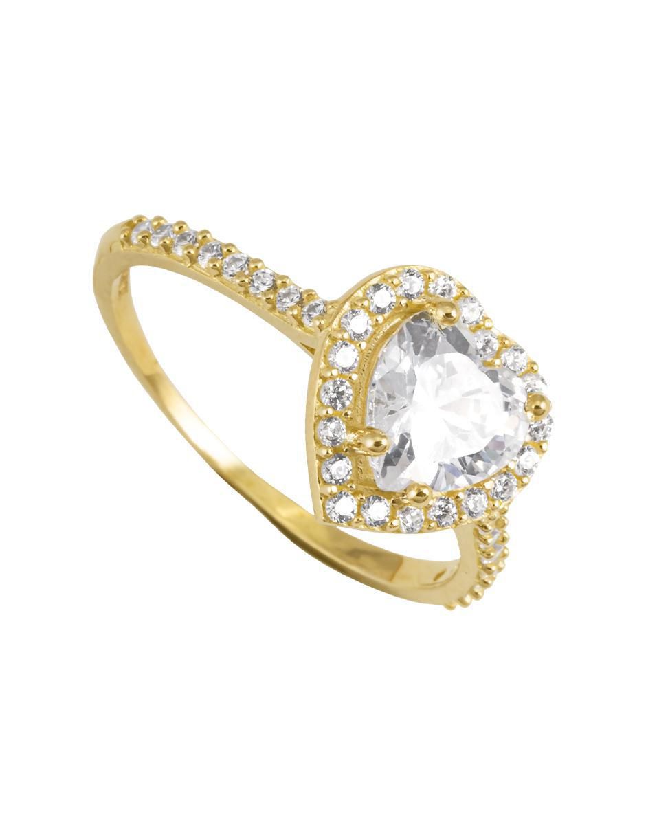 Anillo redondo 10 k de oro zirconia brillante