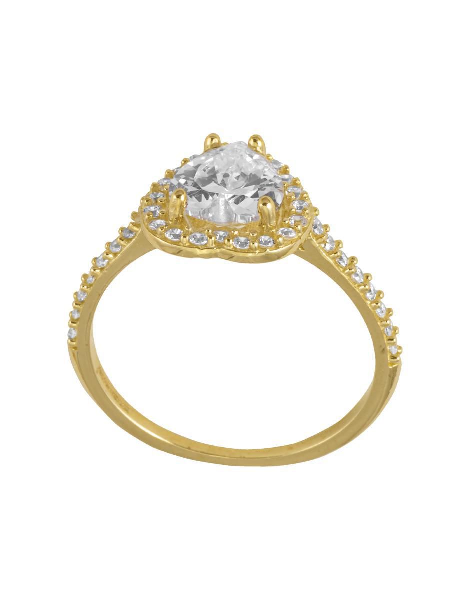 Anillo redondo 10 k de oro zirconia brillante
