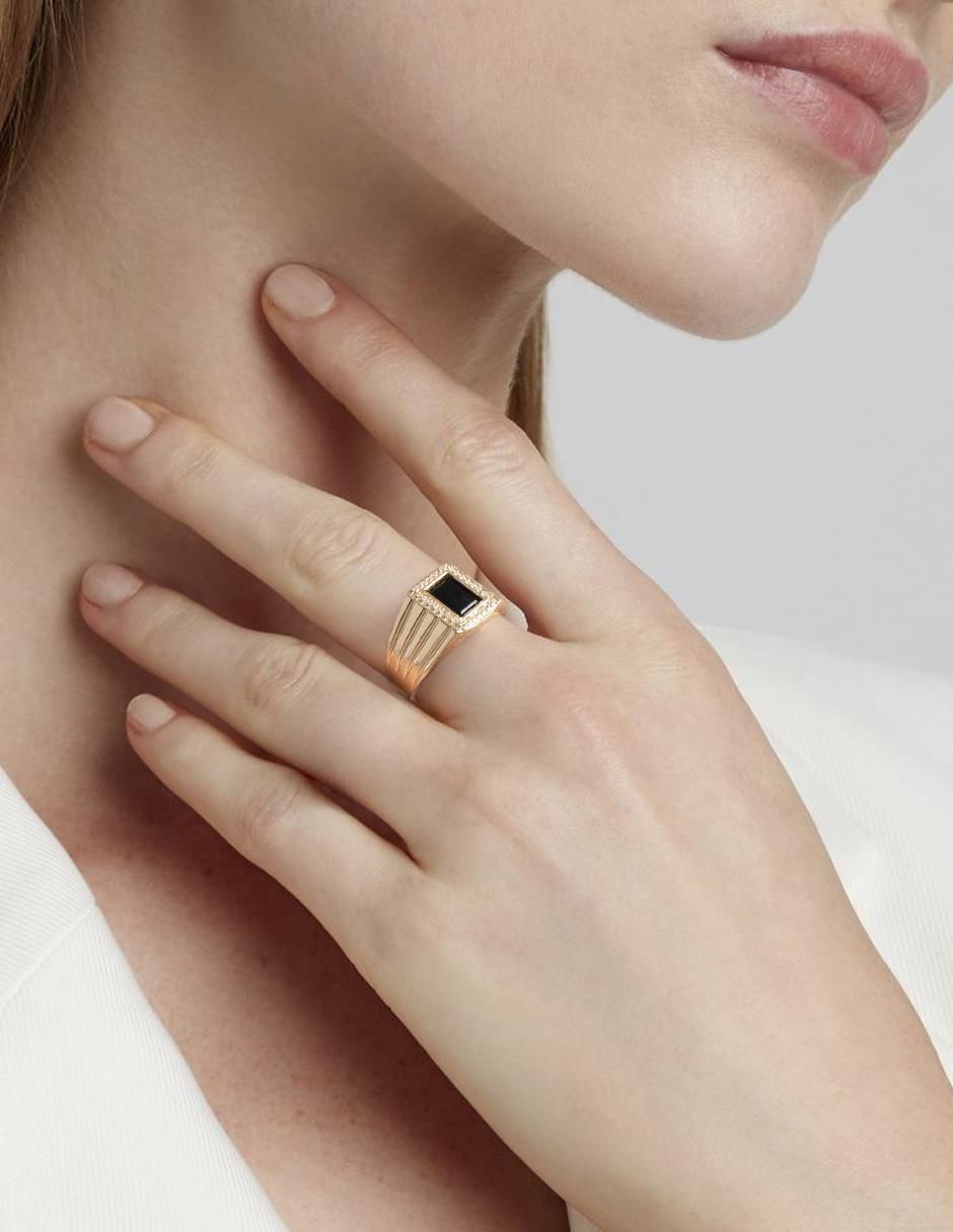Anillo redondo 10 k de oro zirconia brillante 5