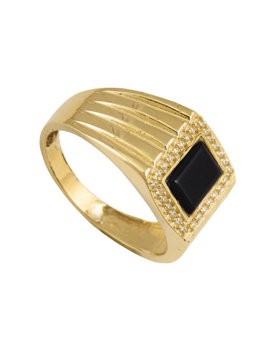 Anillo redondo 10 k de oro zirconia brillante