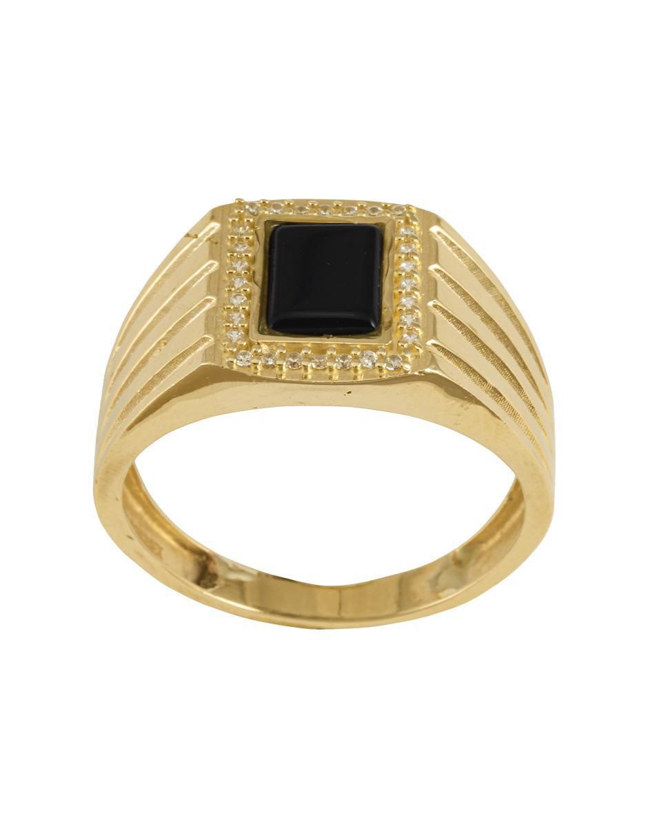 Anillo redondo 10 k de oro zirconia brillante
