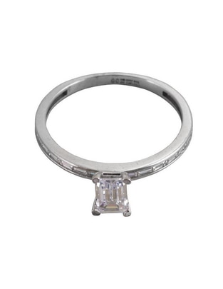 Anillo redondo 10 k de oro zirconia brillante