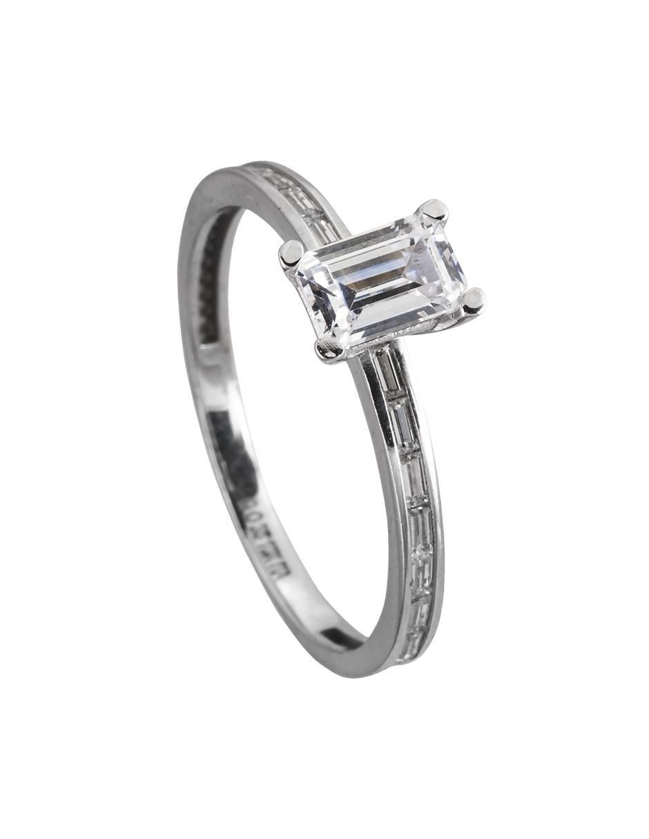 Anillo redondo 10 k de oro zirconia brillante