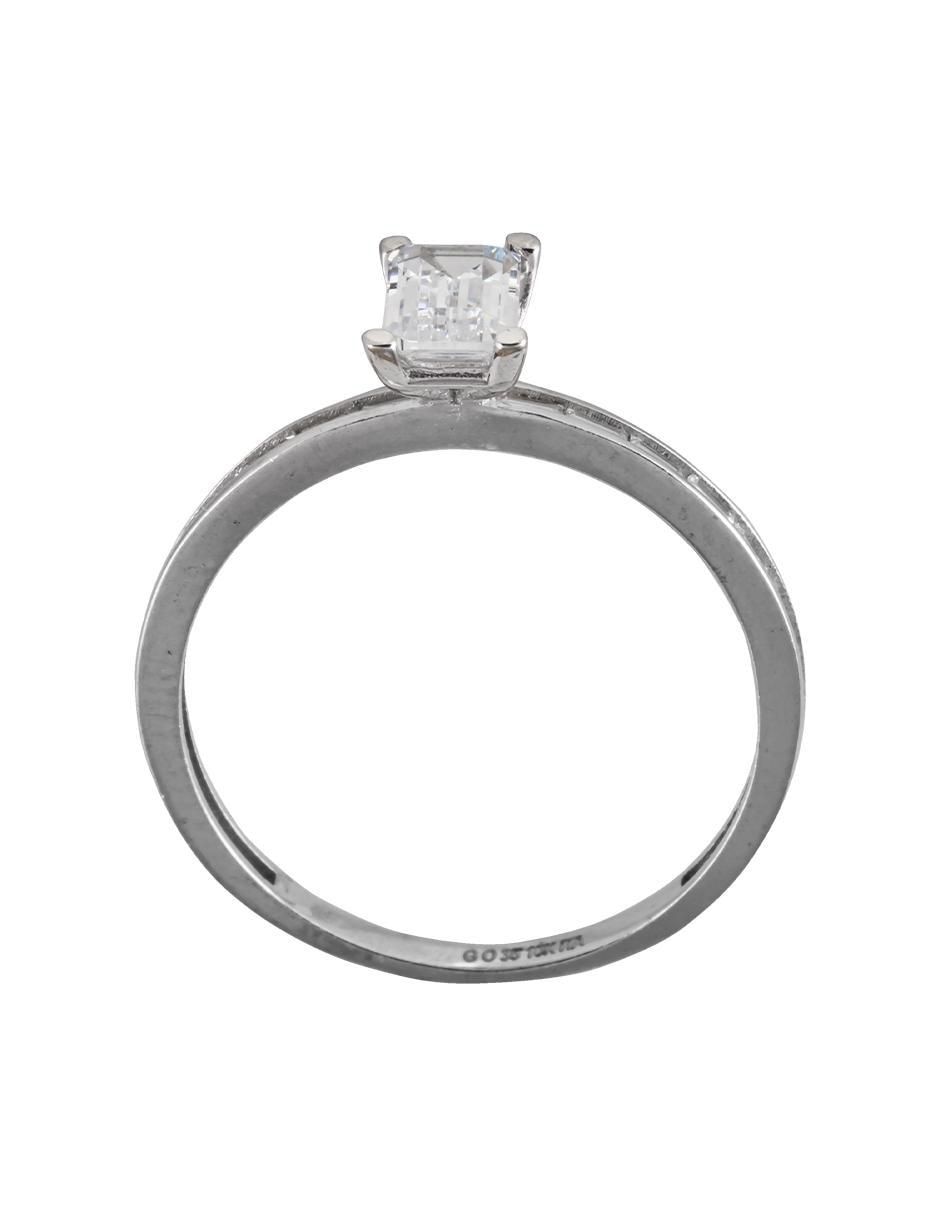 Anillo redondo 10 k de oro zirconia brillante