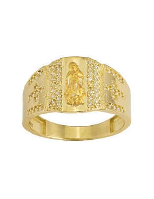 Anillo redondo 10 k de oro zirconia brillante