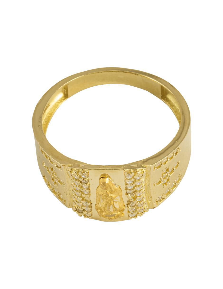 Anillo redondo 10 k de oro zirconia brillante