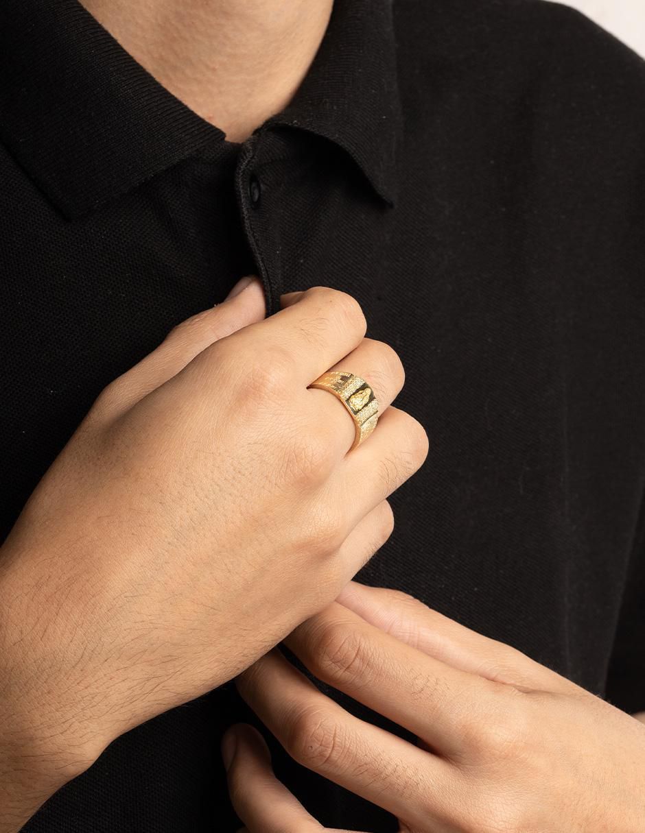 Anillo redondo 10 k de oro zirconia brillante