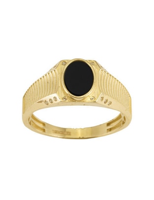 Anillo redondo 10 k de oro zirconia brillante