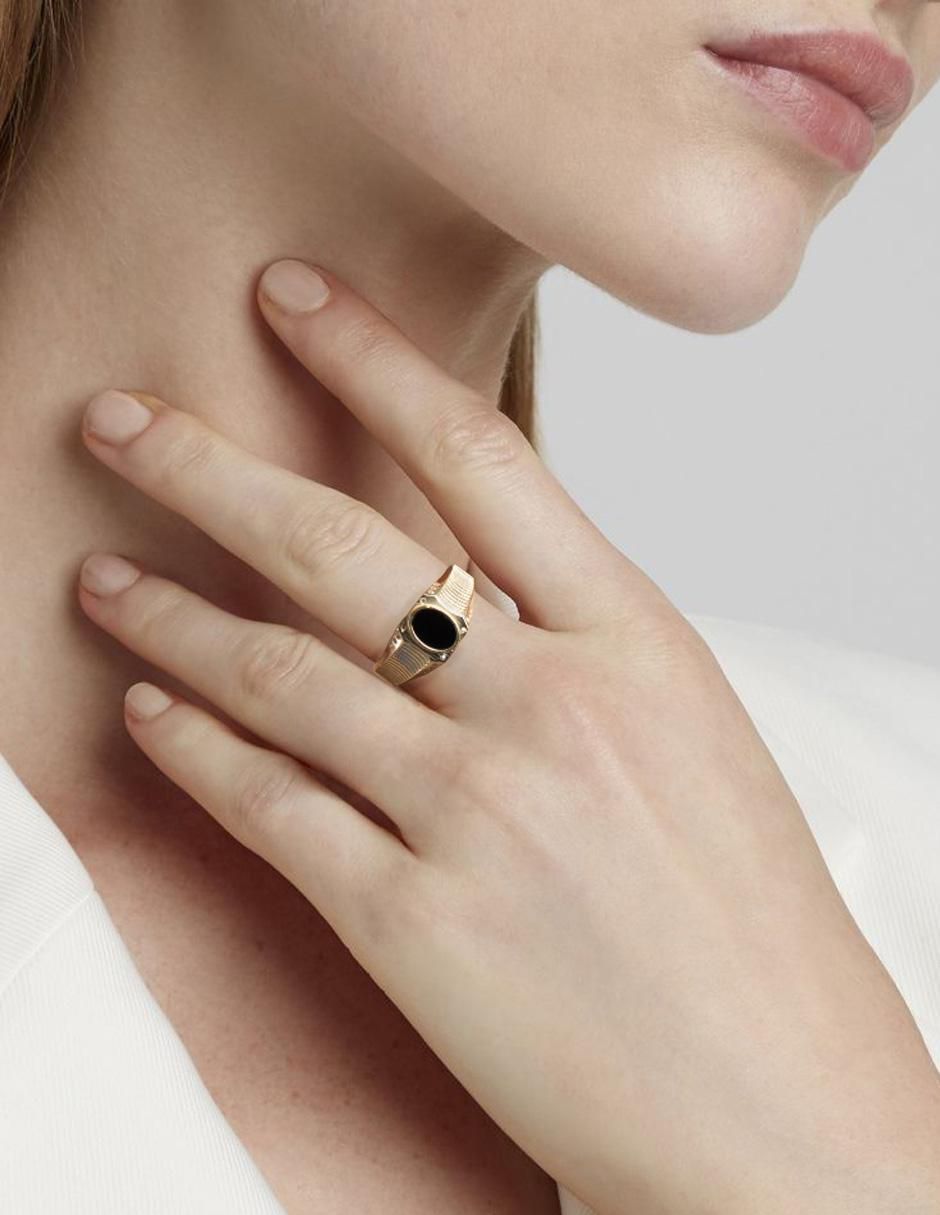 Anillo redondo 10 k de oro zirconia brillante 5