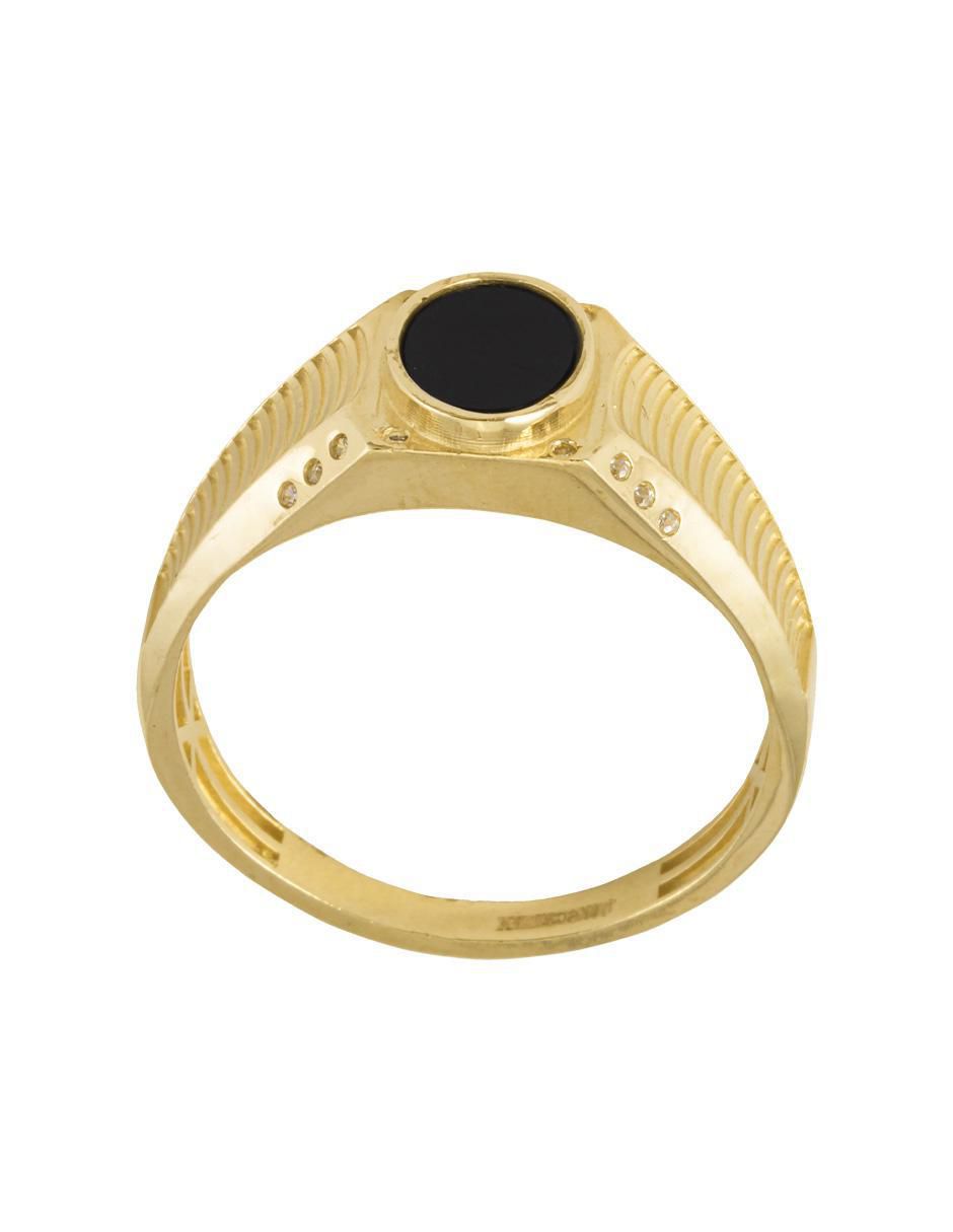 Anillo redondo 10 k de oro zirconia brillante