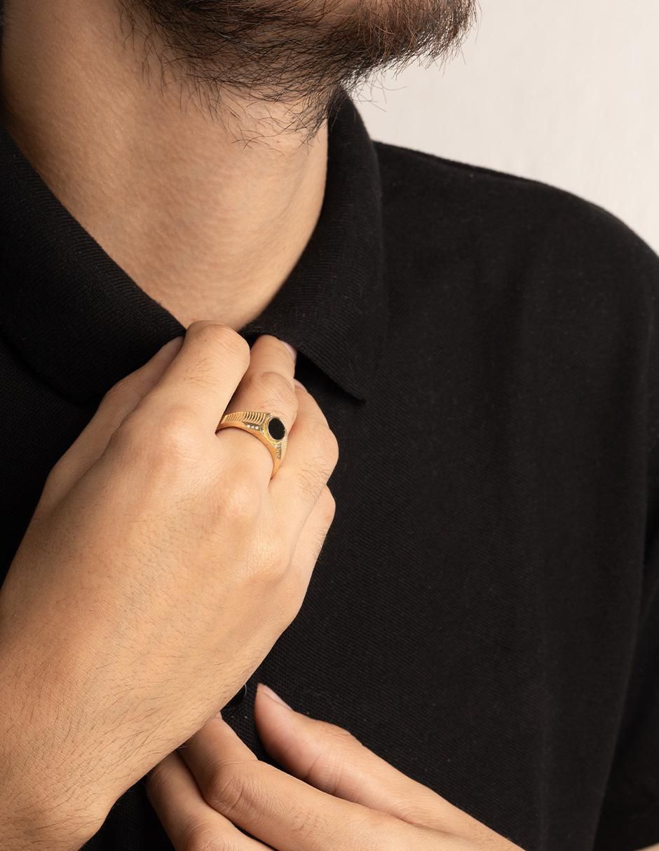 Anillo redondo 10 k de oro zirconia brillante