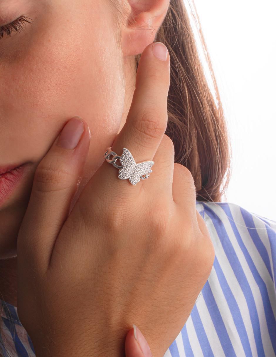 Anillo redondo P 925 de plata zirconia brillante