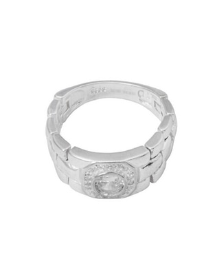 Anillo redondo P 925 de plata zirconia brillante