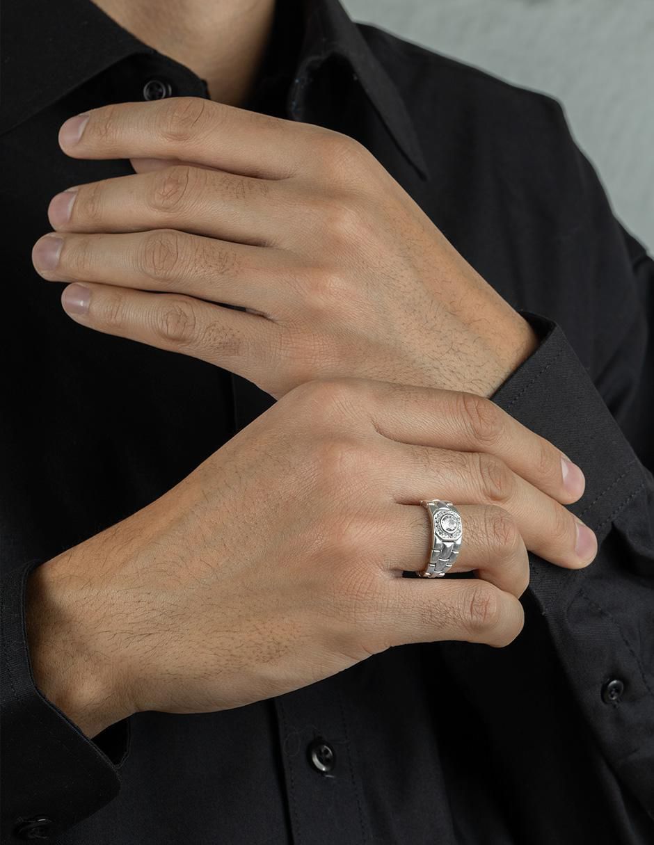 Anillo redondo P 925 de plata zirconia brillante 5