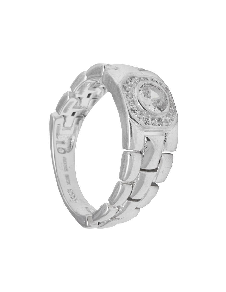 Anillo redondo P 925 de plata zirconia brillante