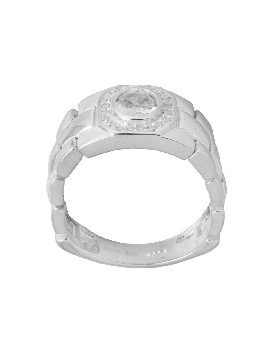 Anillo redondo P 925 de plata zirconia brillante