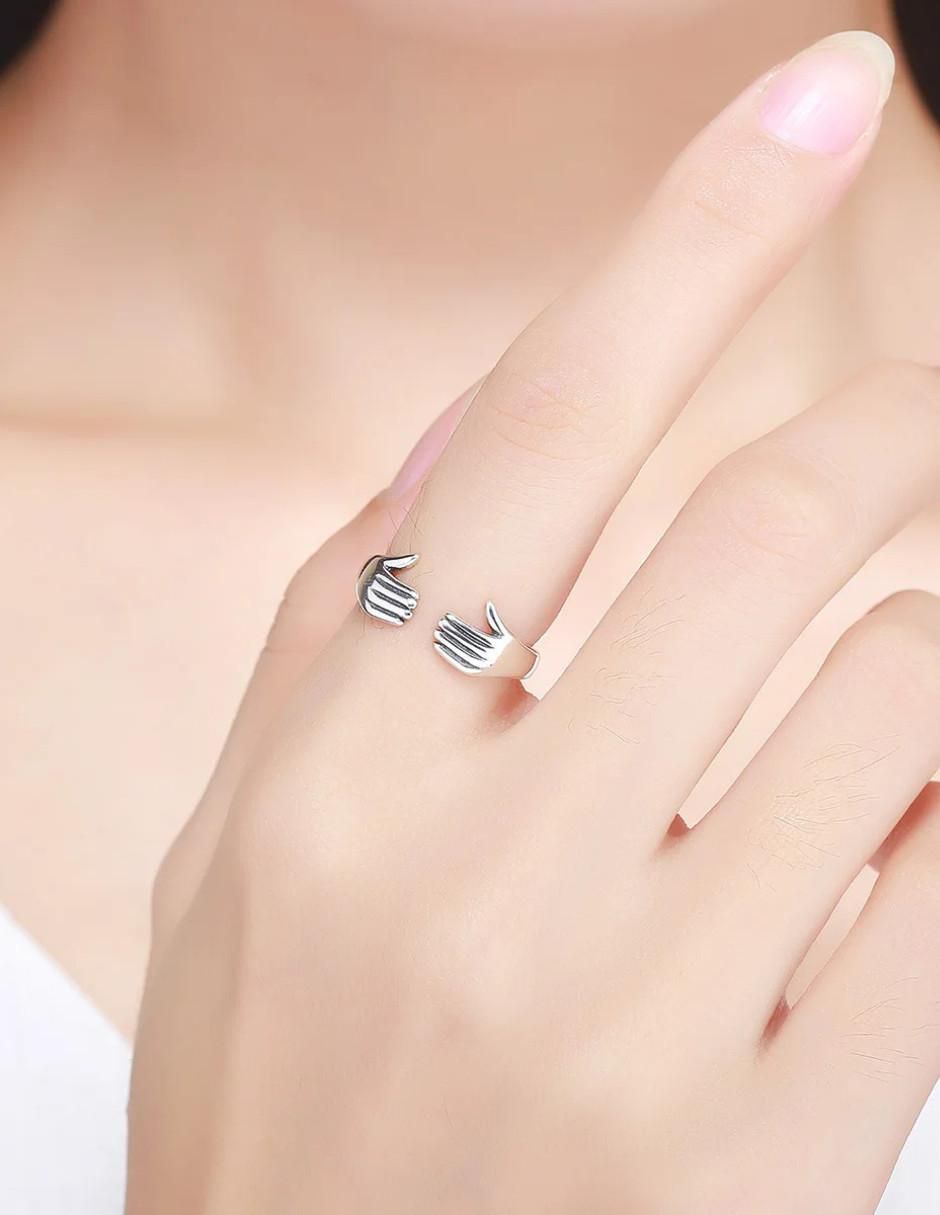 Anillo de mano Beauty P 925 de plata brillante