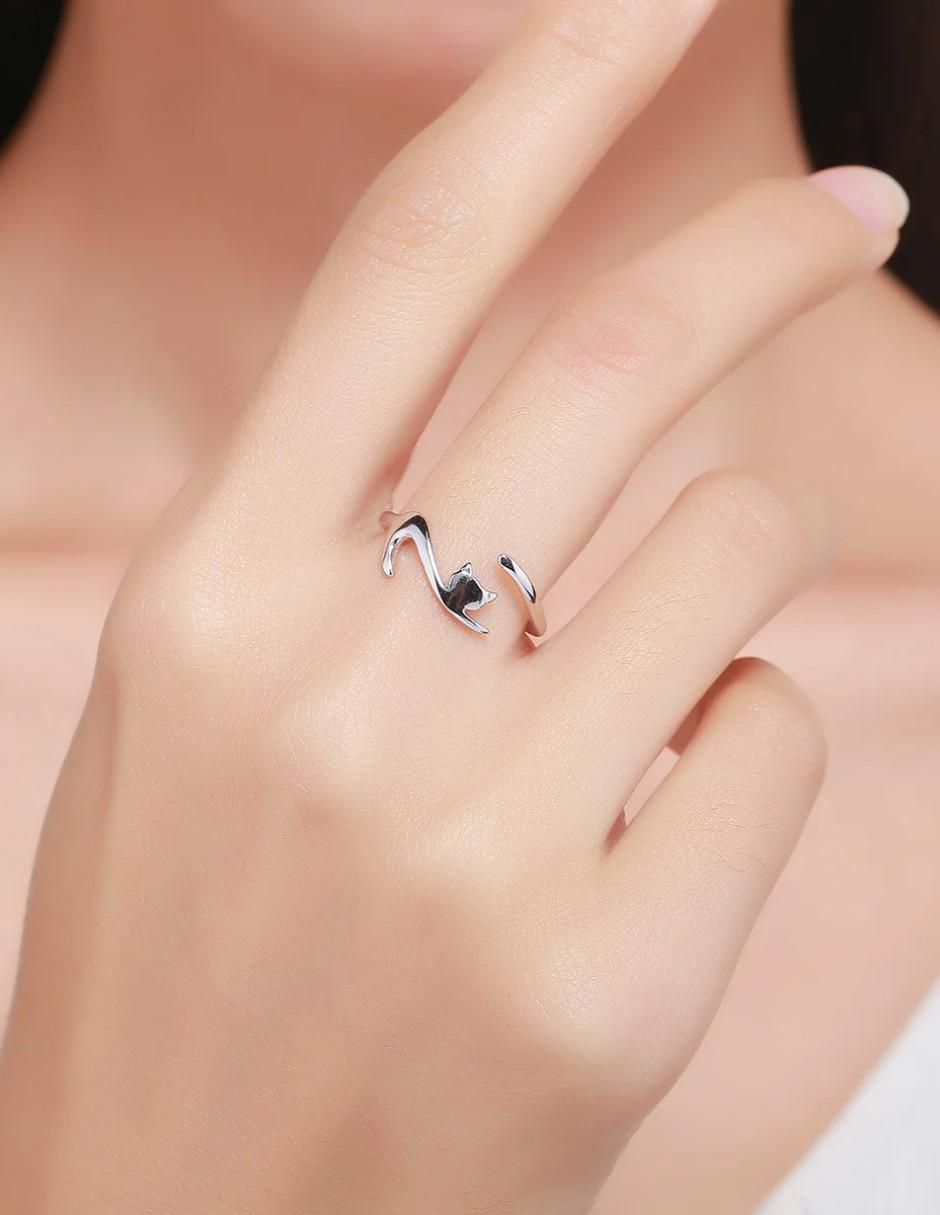 Anillo de gato Pets P 925 de plata brillante