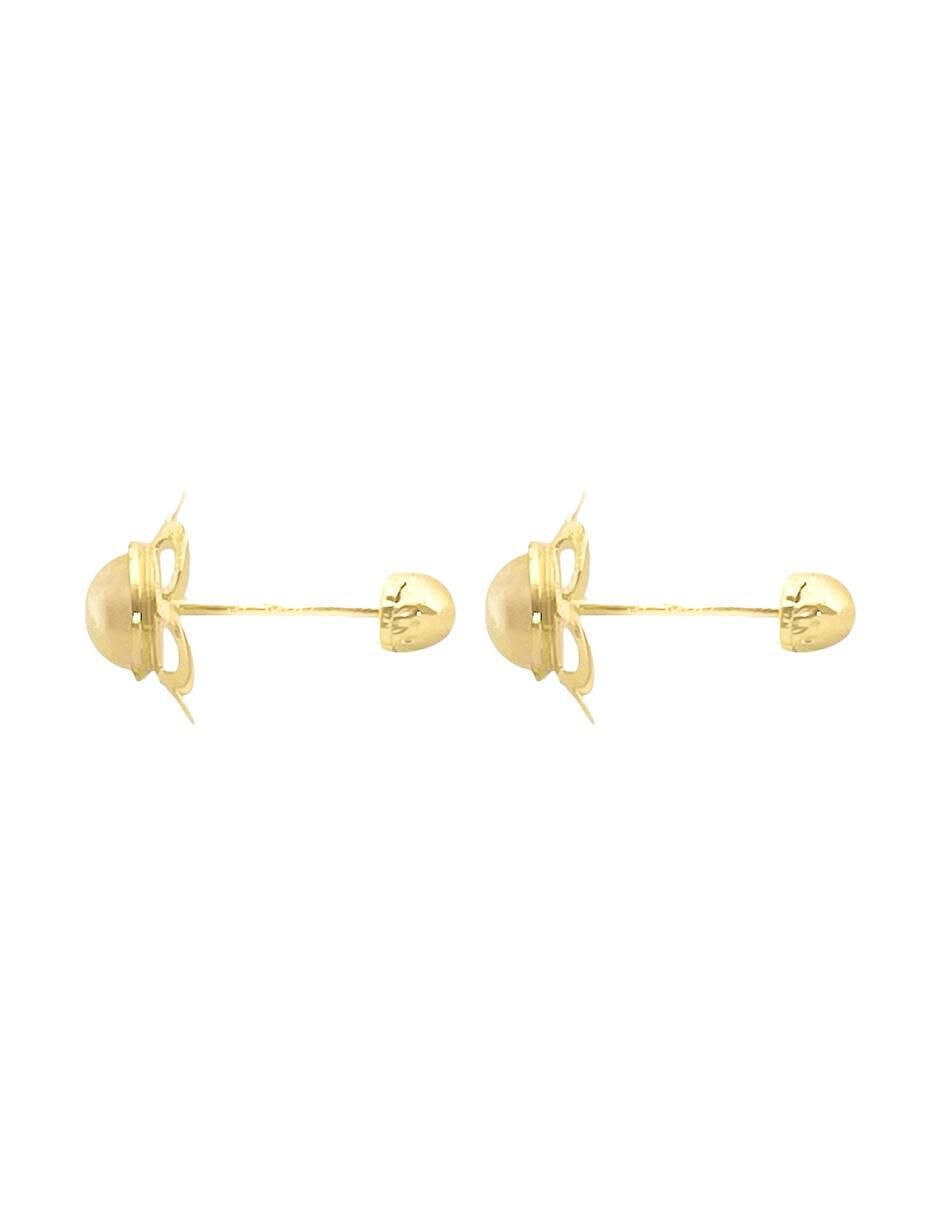 Broqueles de flor de oro 14 K perla 3