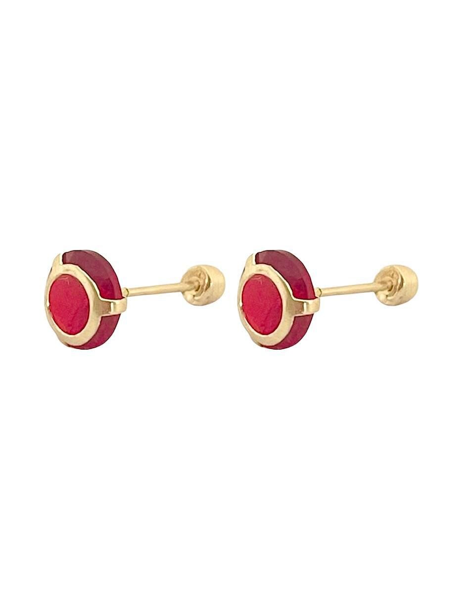 Broqueles redondos de oro 14 K con acabado brillante 2