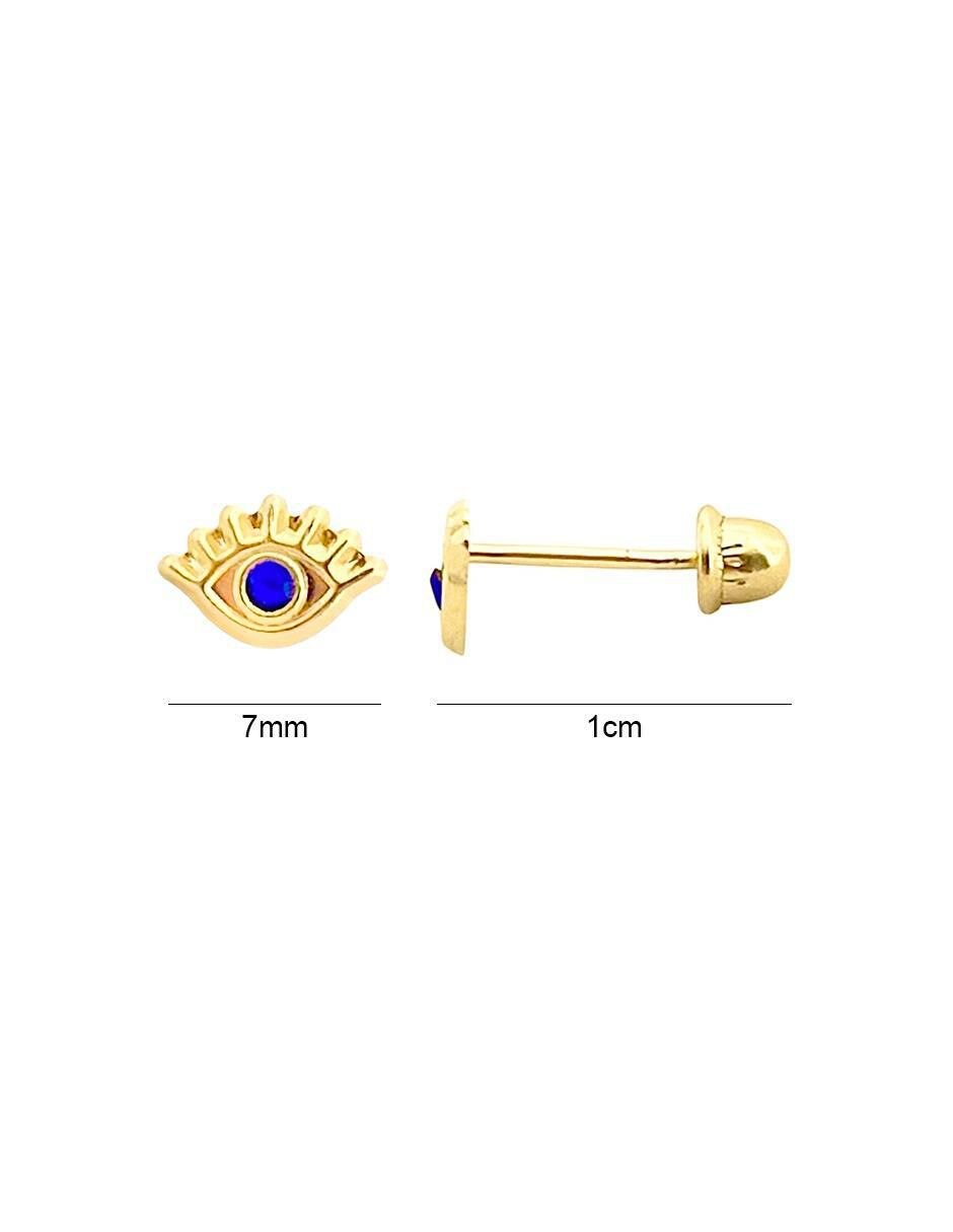 Broqueles de ojo turco de oro 14 K con acabado brillante 6