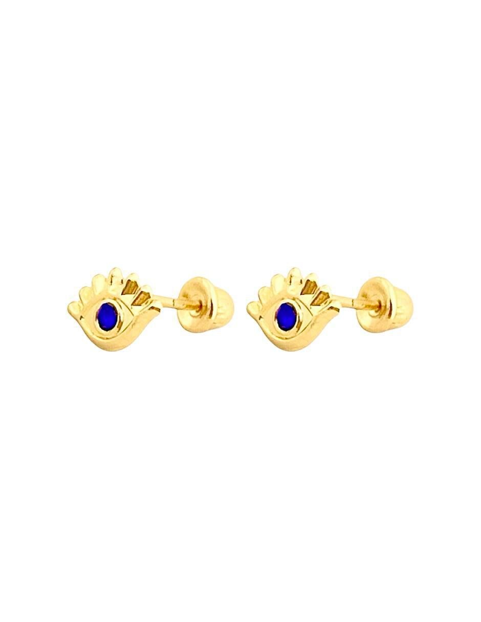 Broqueles de ojo turco de oro 14 K con acabado brillante 4