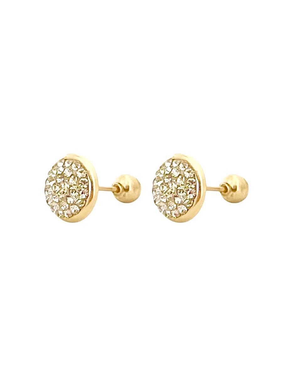 Broqueles redondos de oro 14 K con acabado brillante 4