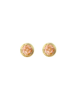 Broqueles redondos de oro 14 K con acabado diamantado