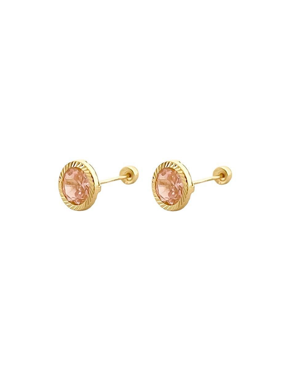Broqueles redondos de oro 14 K con acabado diamantado 4
