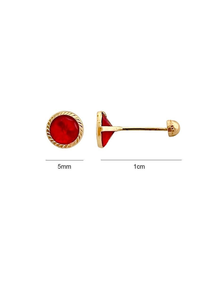 Broqueles redondos de oro 14 K con acabado diamantado 6