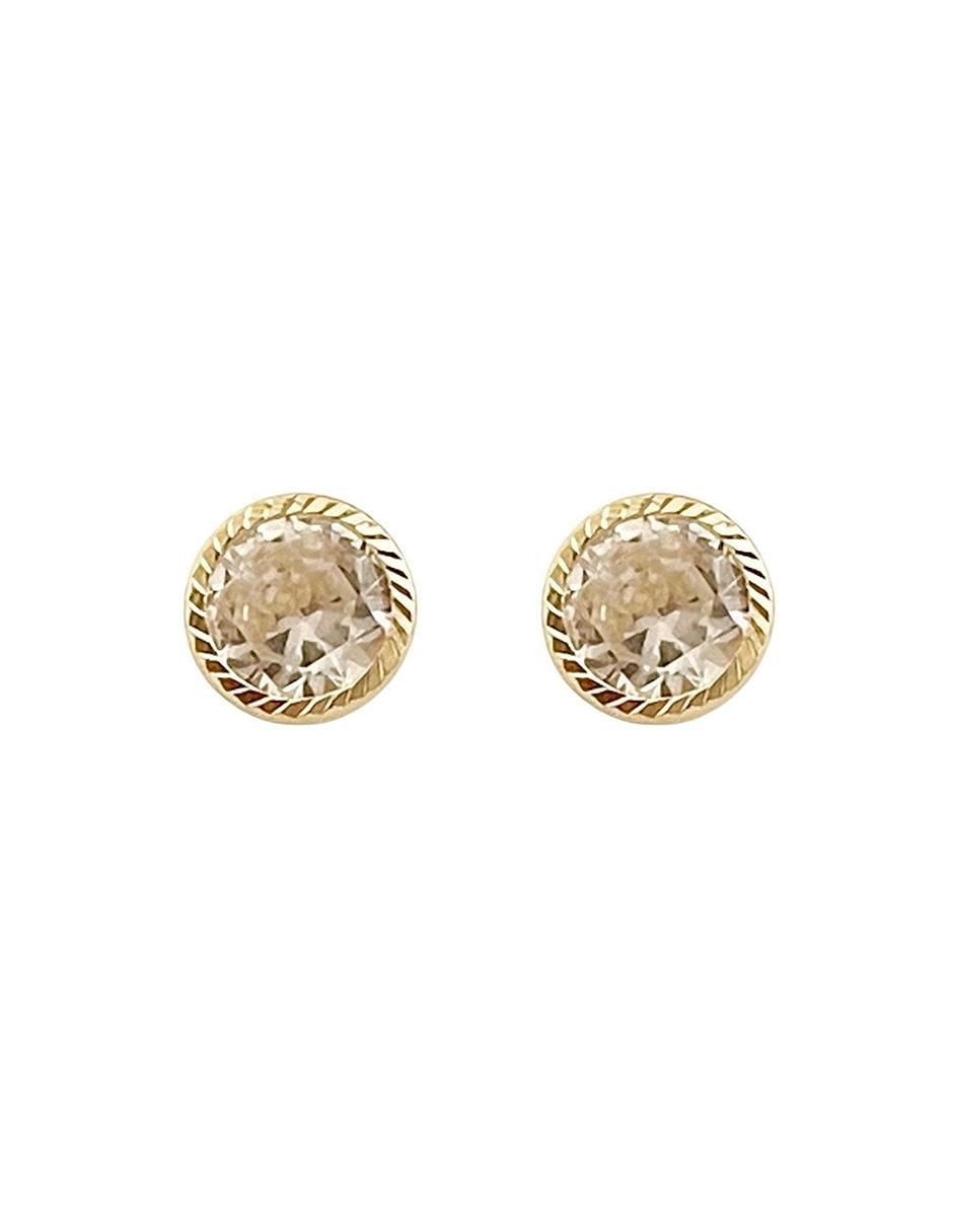 Broqueles redondos de oro 14 K con acabado diamantado Broqueles redondos de oro 14 K con acabado diamantado