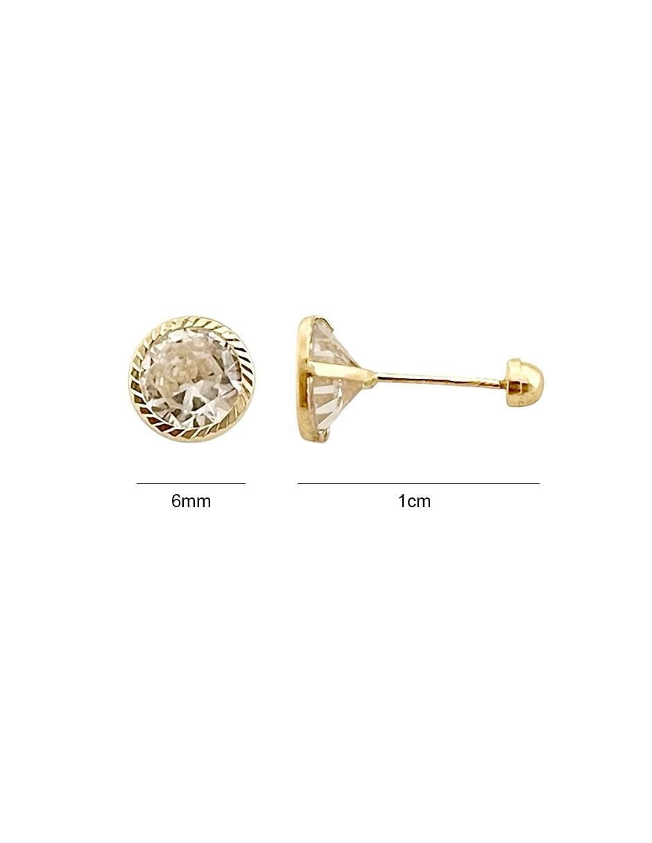 Broqueles redondos de oro 14 K con acabado diamantado 6