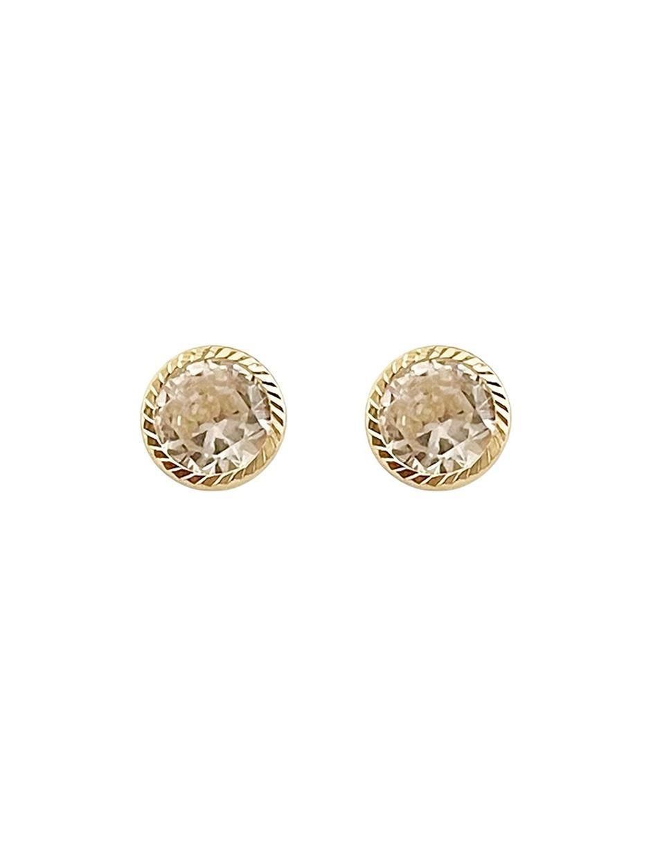Broqueles redondos de oro 14 K con acabado diamantado Broqueles redondos de oro 14 K con acabado diamantado