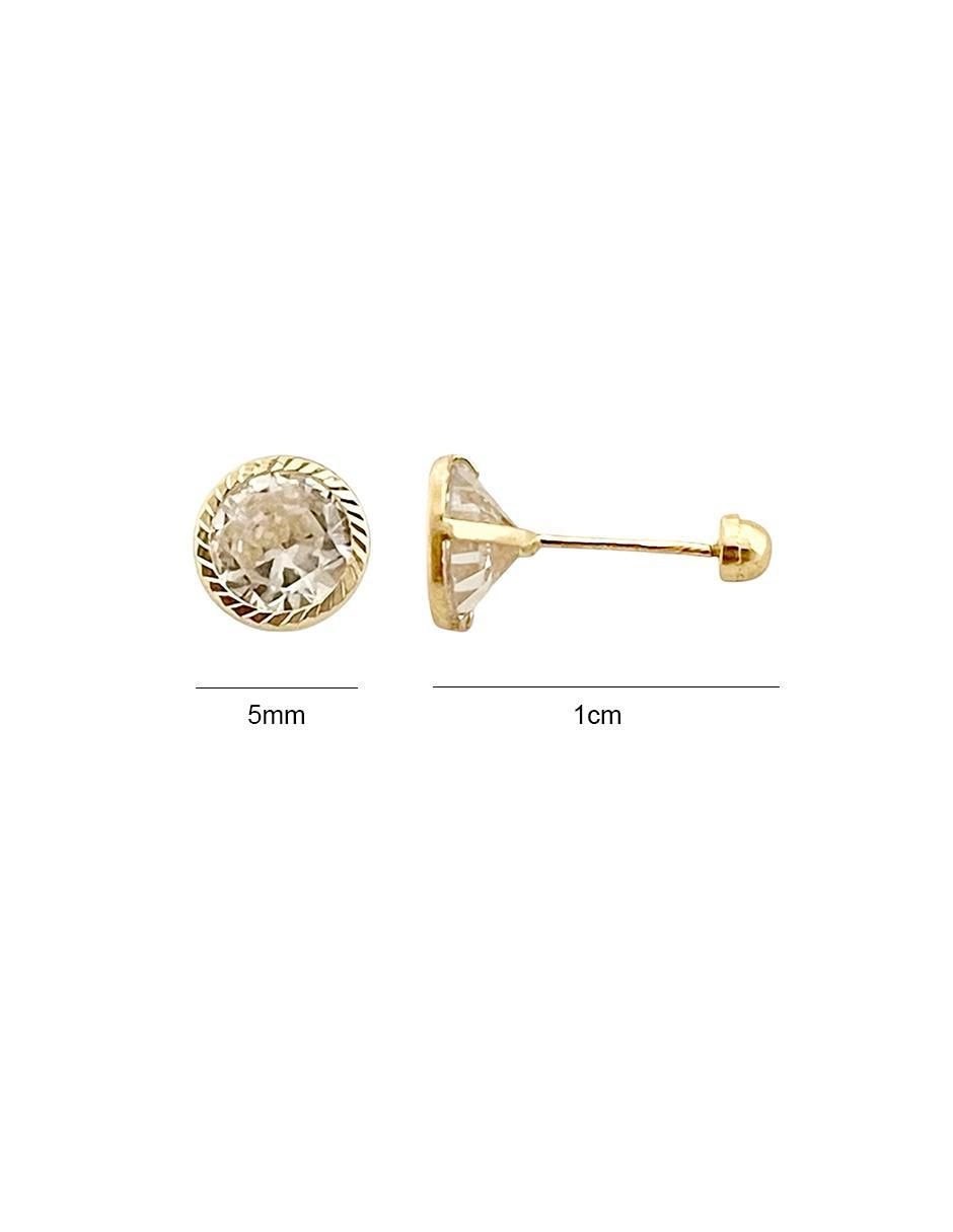 Broqueles redondos de oro 14 K con acabado diamantado 6