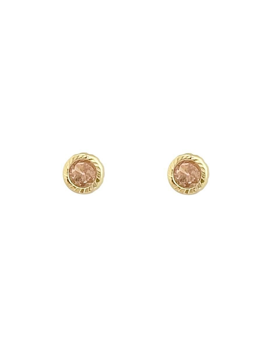 Broqueles redondos de oro 14 K con acabado diamantado Broqueles redondos de oro 14 K con acabado diamantado