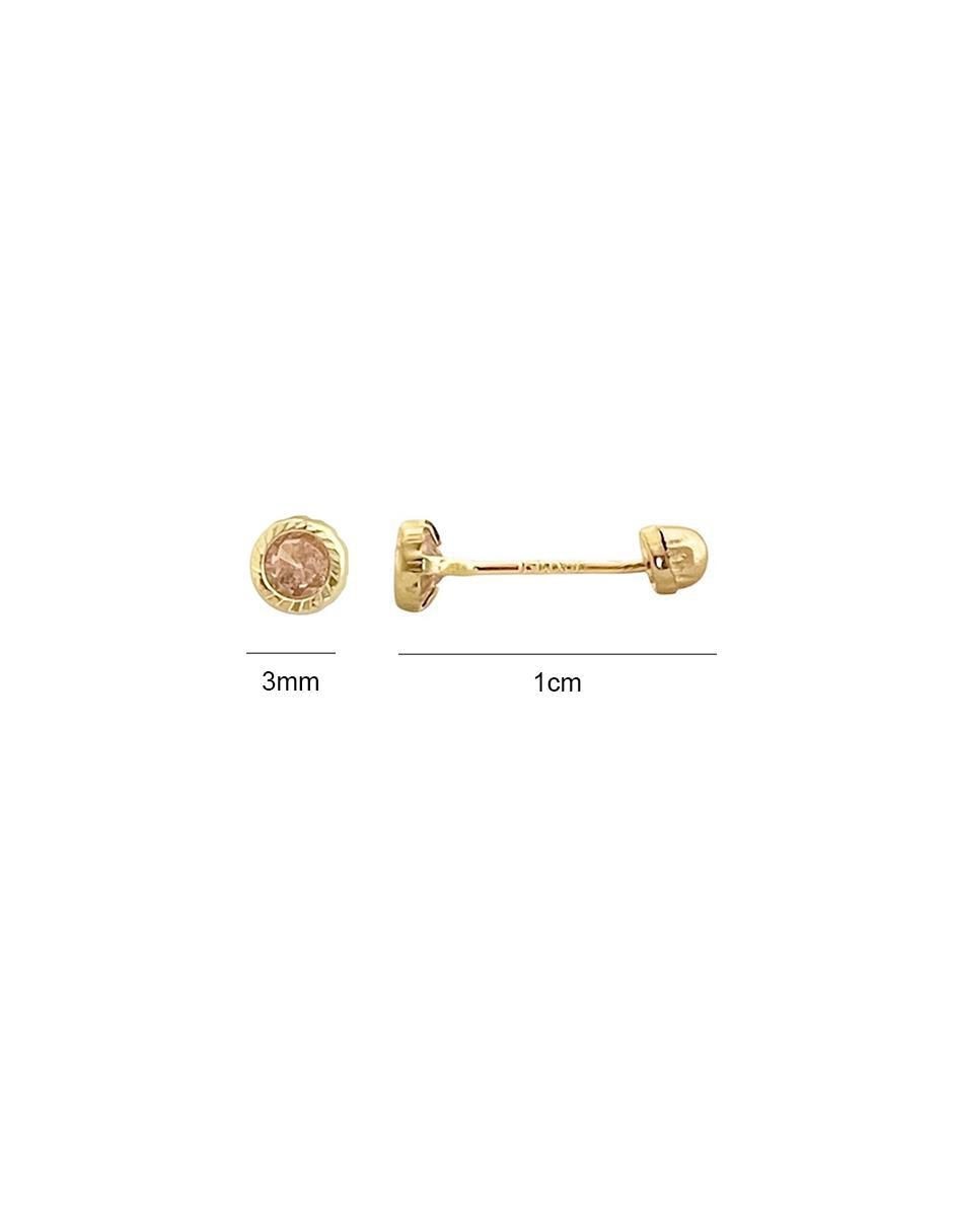 Broqueles redondos de oro 14 K con acabado diamantado 6