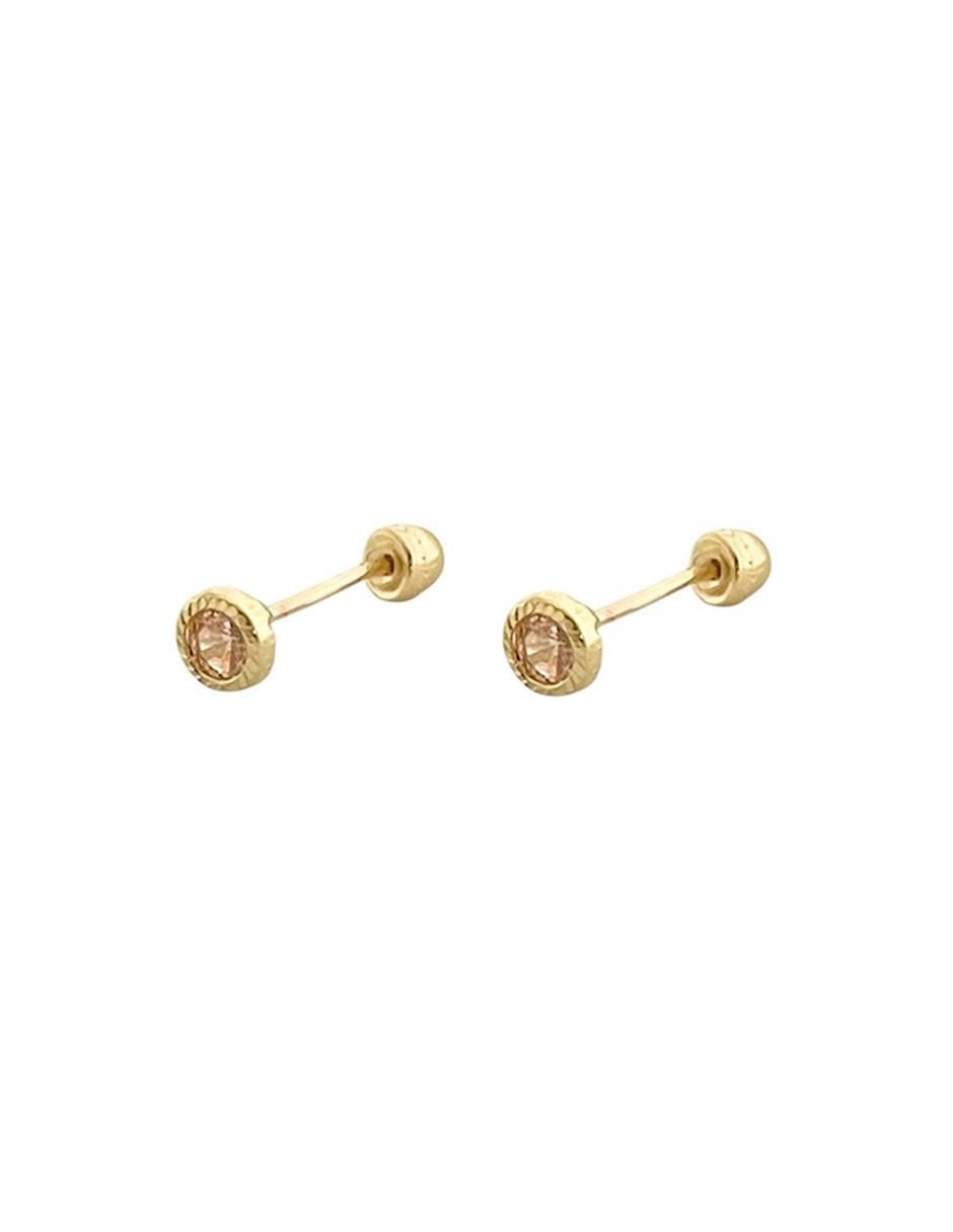 Broqueles redondos de oro 14 K con acabado diamantado 5