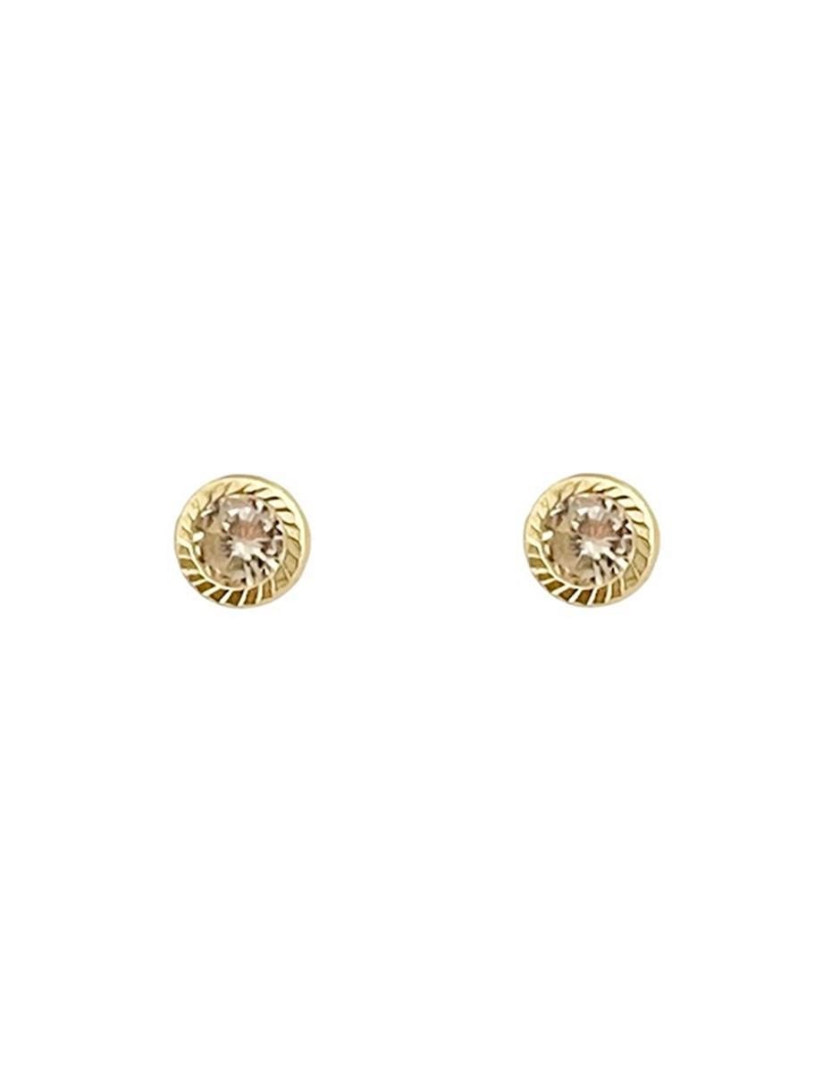 Broqueles redondos de oro 14 K con acabado diamantado