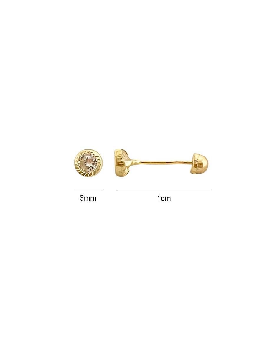 Broqueles redondos de oro 14 K con acabado diamantado 6