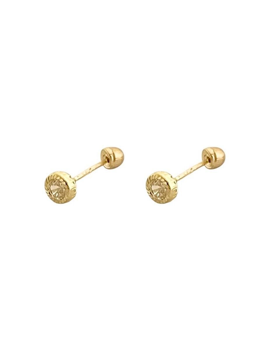 Broqueles redondos de oro 14 K con acabado diamantado 5