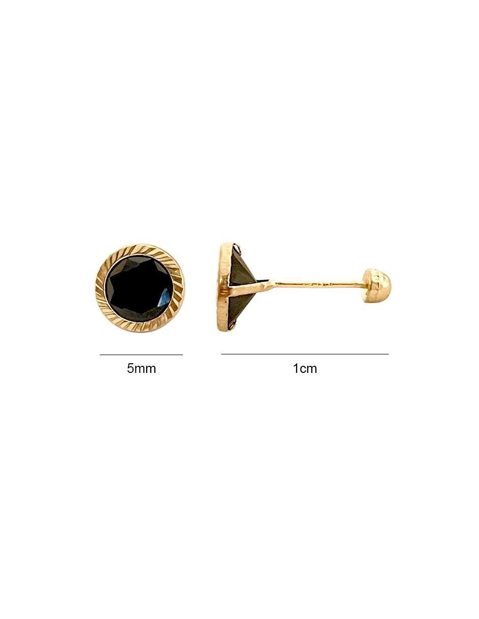 Broqueles redondos de oro 14 K con acabado diamantado 6