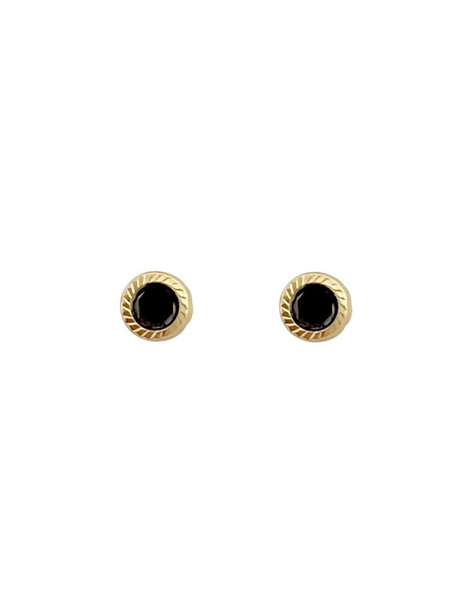 Broqueles redondos de oro 14 K con acabado diamantado