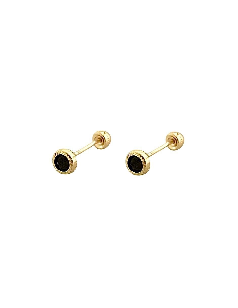 Broqueles redondos de oro 14 K con acabado diamantado 4
